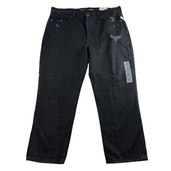 Old Navy Size 14 Jeans High Rise Slouchy Straight Cropped Distressed Women's - Picture 2 of 16